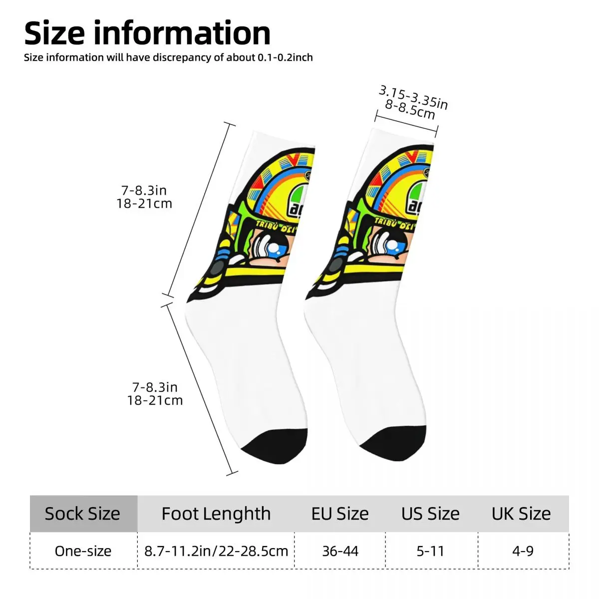 Rossi Race Stockings Men's Socks Comfortable Vintage Socks Autumn Running Sports Non Skid Pattern Socks Birthday Gift