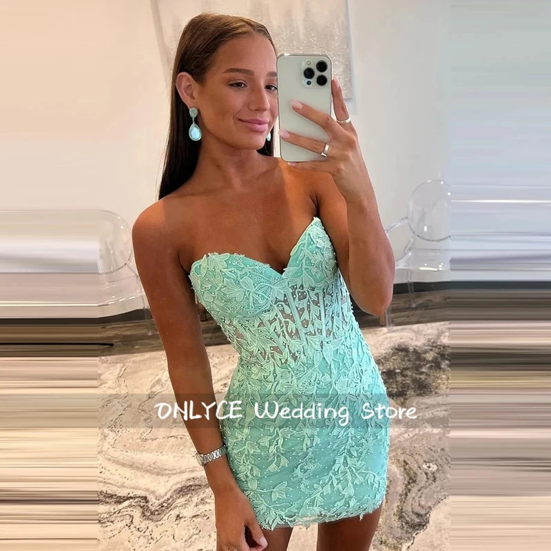 

Mint Lace Sweetheart Tight Short Homecoming Dress Elegant Beaded Appliques Mini Cocktail Dresses Sexy Backless Party Gowns 2026
