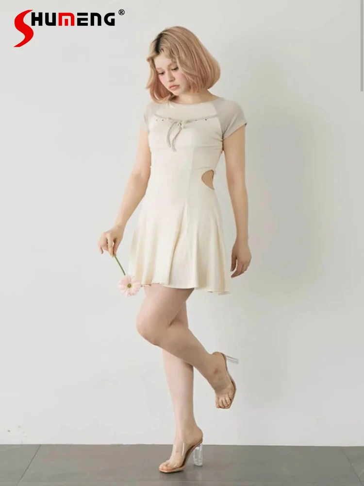 

Летнее сексуальное платье в японском стиле для девочек, шорты, комплект из 2 предметов, женское тонкое элегантное платье с высокой талией, женское повседневное платье