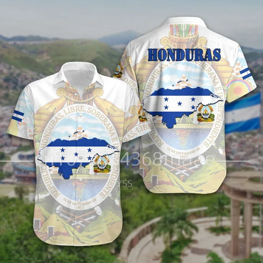 2024 Men\'s Shirt Honduras  National Emblem Printing Unisex Apparel Summer Oversize Short Sleeve Memorial Shirt Men Clothing