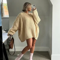Yaminiya Winter Clothes Women Women's Turtleneck Long Sleeve Pink Sweater Prairie Chic Solid Vintage Sweater Oversize Pullover - Image 2