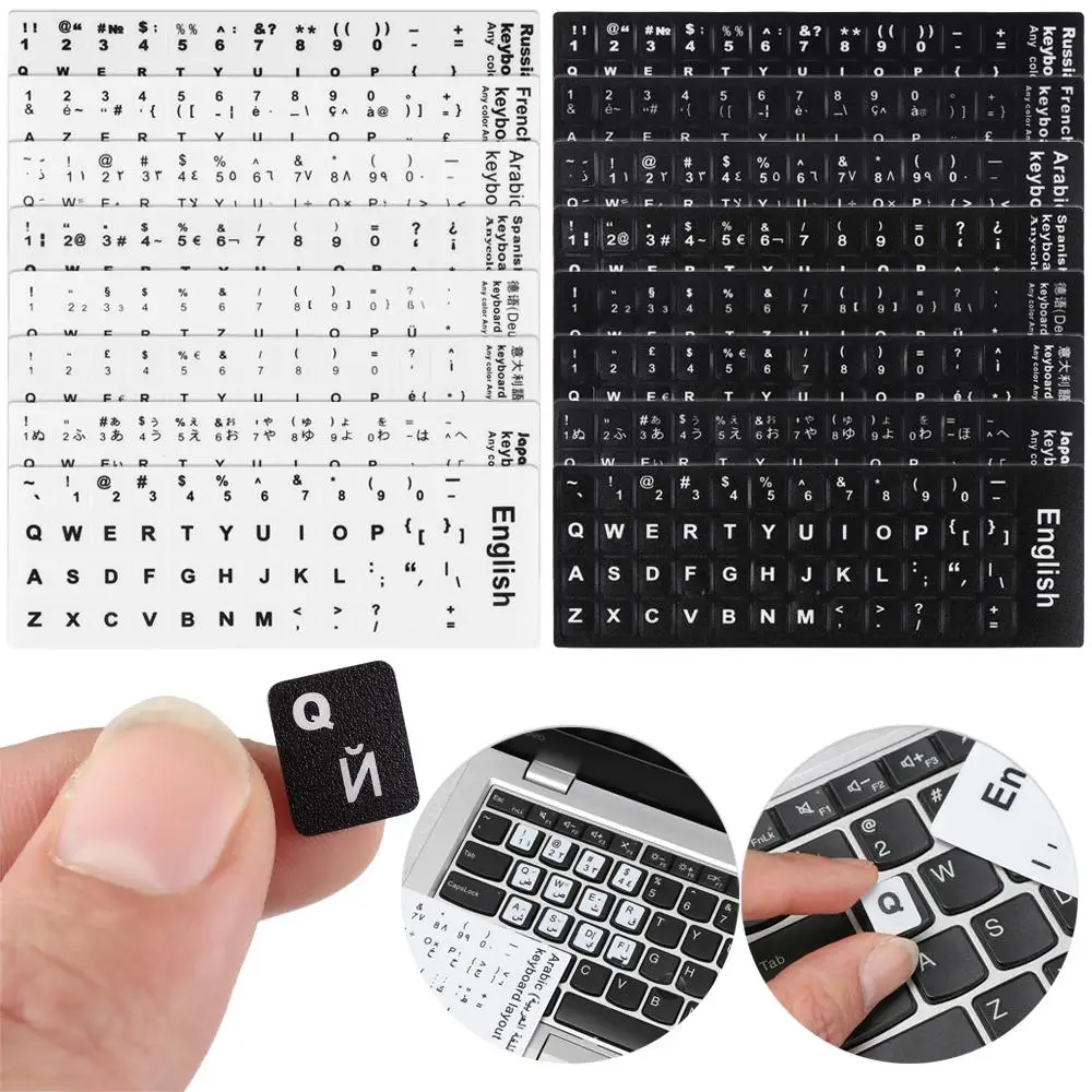 

Non-slip Arabic Deutsch Spanish Keyboard Stickers Russian Letter Alphabet Layout English Wear-resistant Keyboard Covers