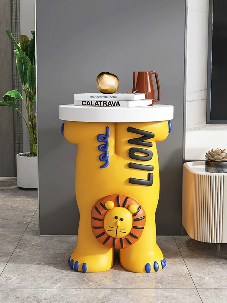 

Home Decor Lion Statues Large Floor Tray Storage Ornaments Creative Animal Sculpture Side Tables Art Coffee Table Bedside Tables