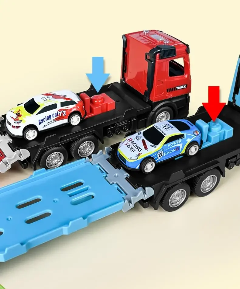 Vervorming Uitwerpen Truck Opvouwbare Track Transporter Racing Voertuig Model Trek Auto Opslag Kind Competitief Speelgoed Verjaardagscadeau