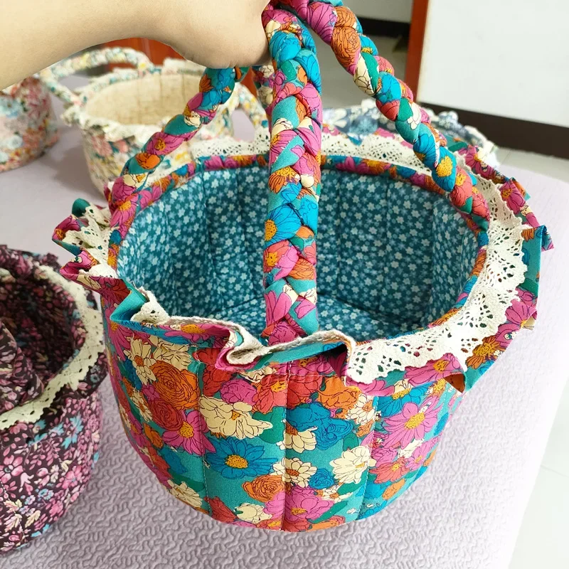 Sweet Floral Women\'s Bento Handbags Retro Patchwork Ladies Tote Shoulder Bags Retro Flower Female Storage Shopper Bag Purse