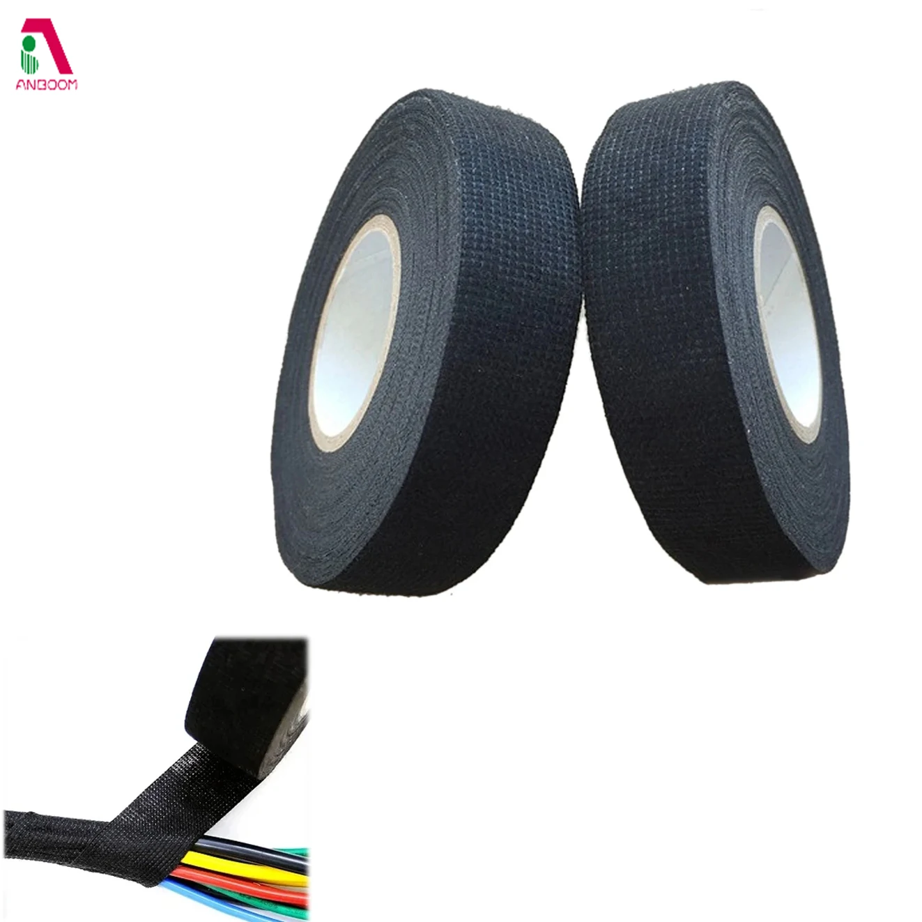 12mm*Heat-resistant Adhesive Cloth Fabric Tape Car Cable Harness Wiring Loom Protector Universal Cable Wiring Auto Accessorie