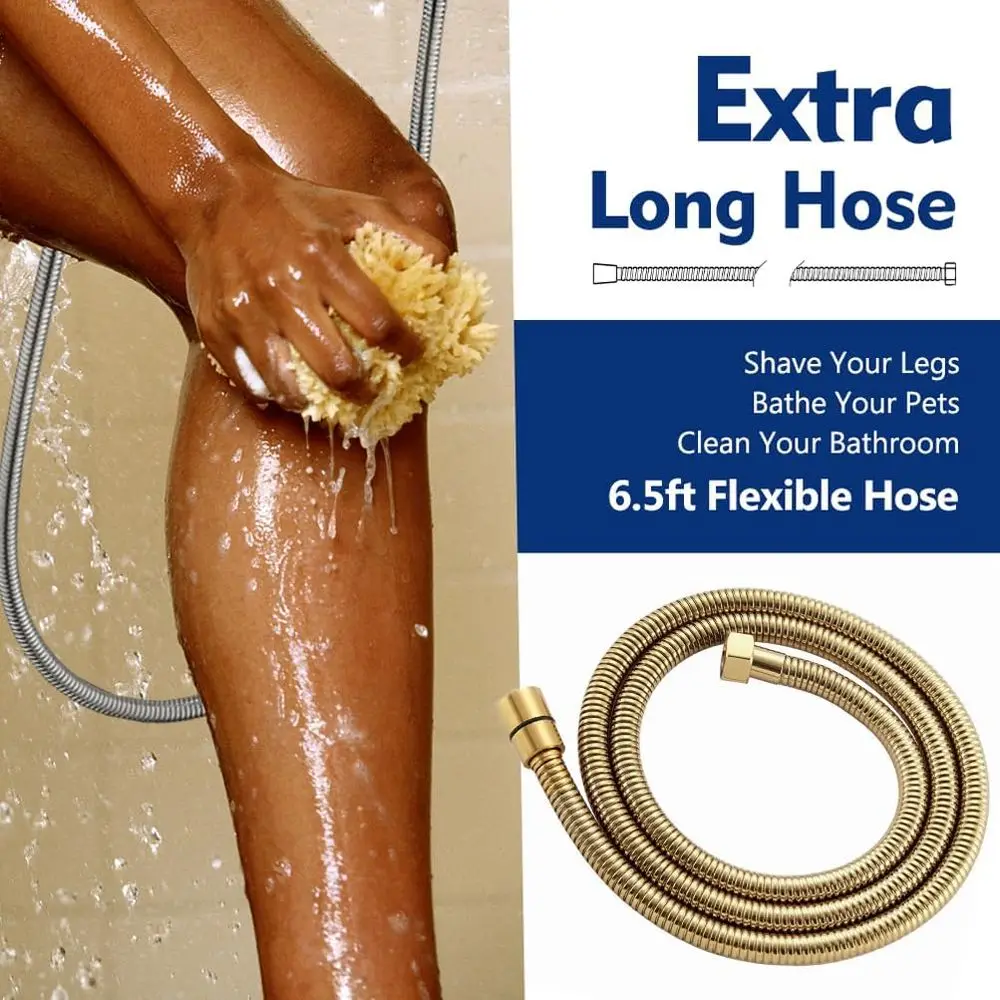 دش محمول ذهبي 10 إعدادات مع 5 بخاخ قابل للفصل، وغسيل كهربائي، و79 خرطوم #2