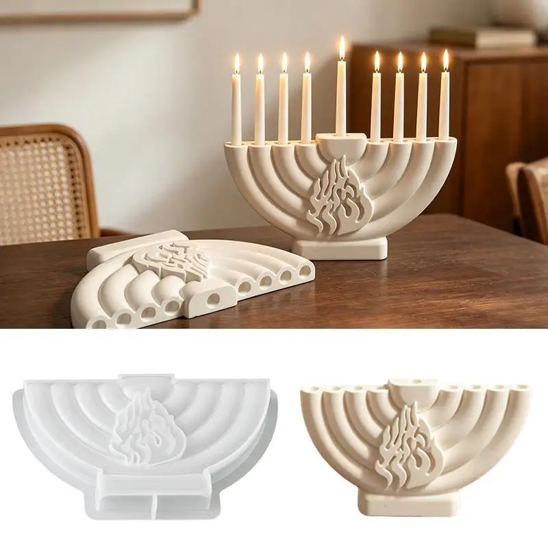 Non-Stick Easy Demoulding Silicone Hanukkah Menorah Mold 1Pcs Reusable for DIY Chocolate Candle Resin Craft Holiday Decor