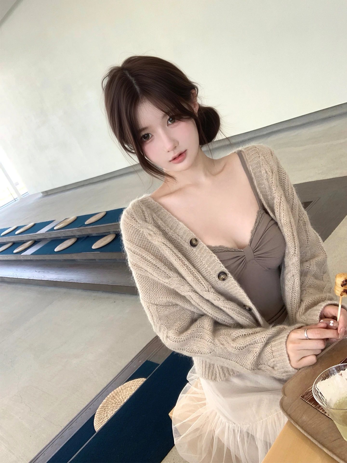 

Женский свободный вязаный кардиган Bigking, повседневный свитер с V-Ne, длинная шерсть све, удобная осенняя верхняя одежда из смеси камней