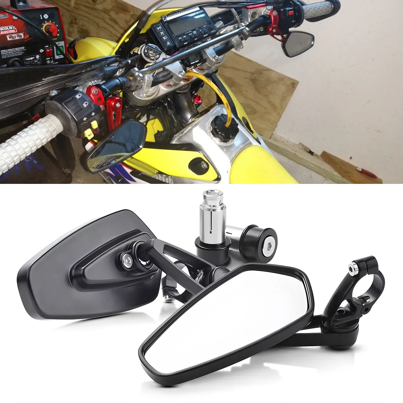 

Universal 7/8" Handle Bar End Rearview Side Mirrors for Yamaha Honda Suzuki BMW