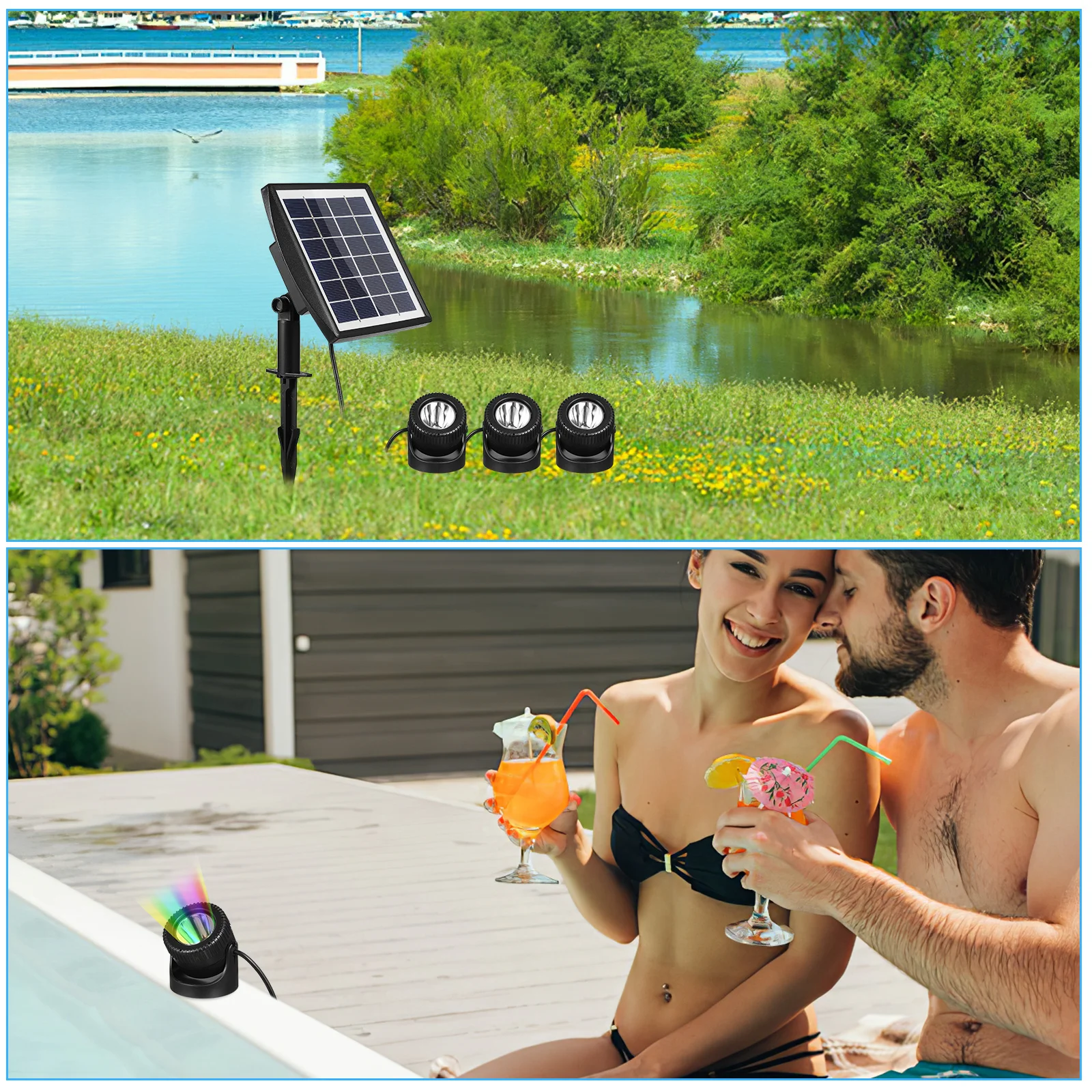 

Solar Pond Light Submersible Led Waterproof Underwater Lights For Garden Pool Fountain Yard Outdoor Solar Powered