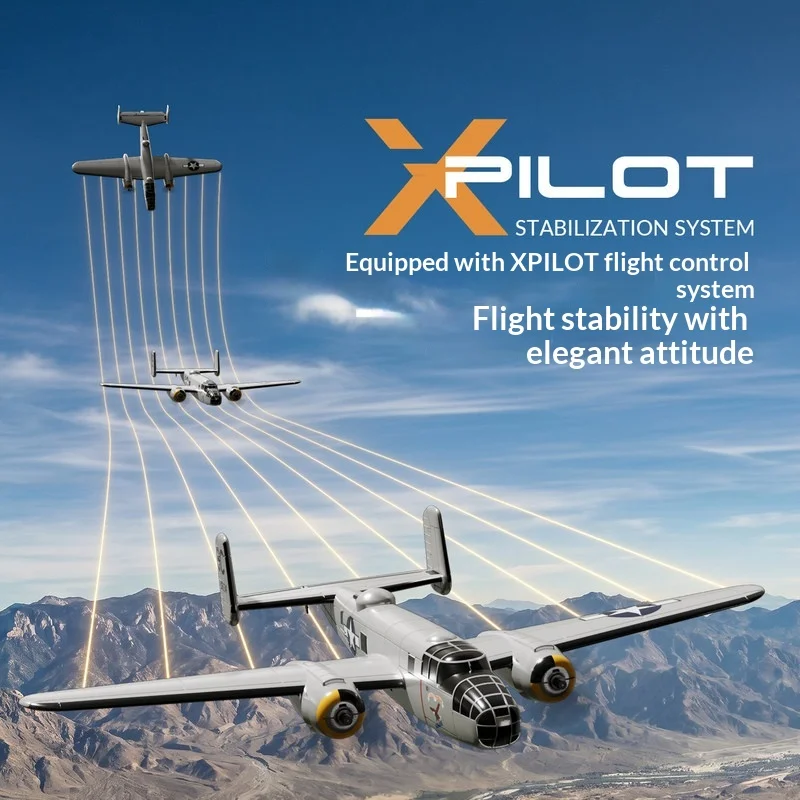 VOLANTEXRC B25 Mitchell Bomber Remote Control Airplane Fixed Wing Three Channel Dual Motor Foam Xpilot Stabilization System