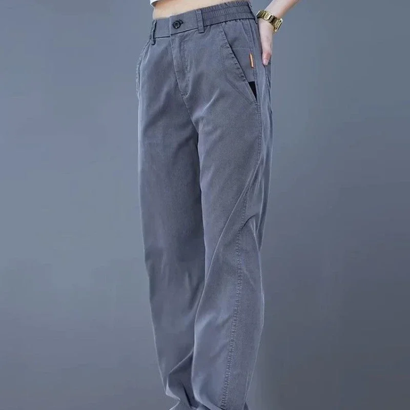 Men Elastic Breathable Casual Pants Summer Thin Loose Straight Leg Sports Trousers