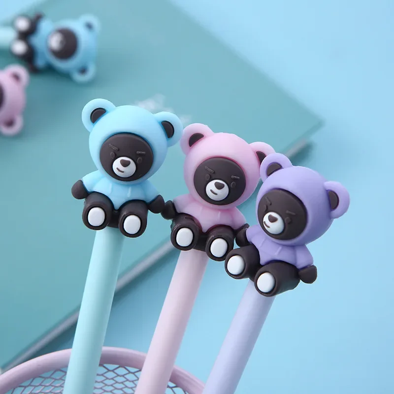 36PCS  Creative stationery Cartoon bear Silicone Rollerball pen Student office stationery Signature fountain pen