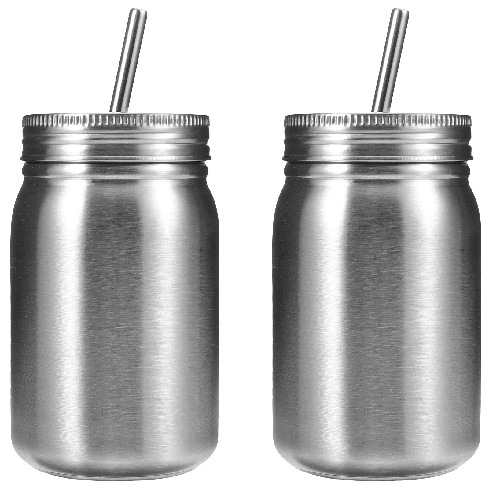 

2 pcs Stainless Steel Mason Jars 700Ml Double Layer Leakproof Juice Cup For Home Office Kitchen Bar Storage Container
