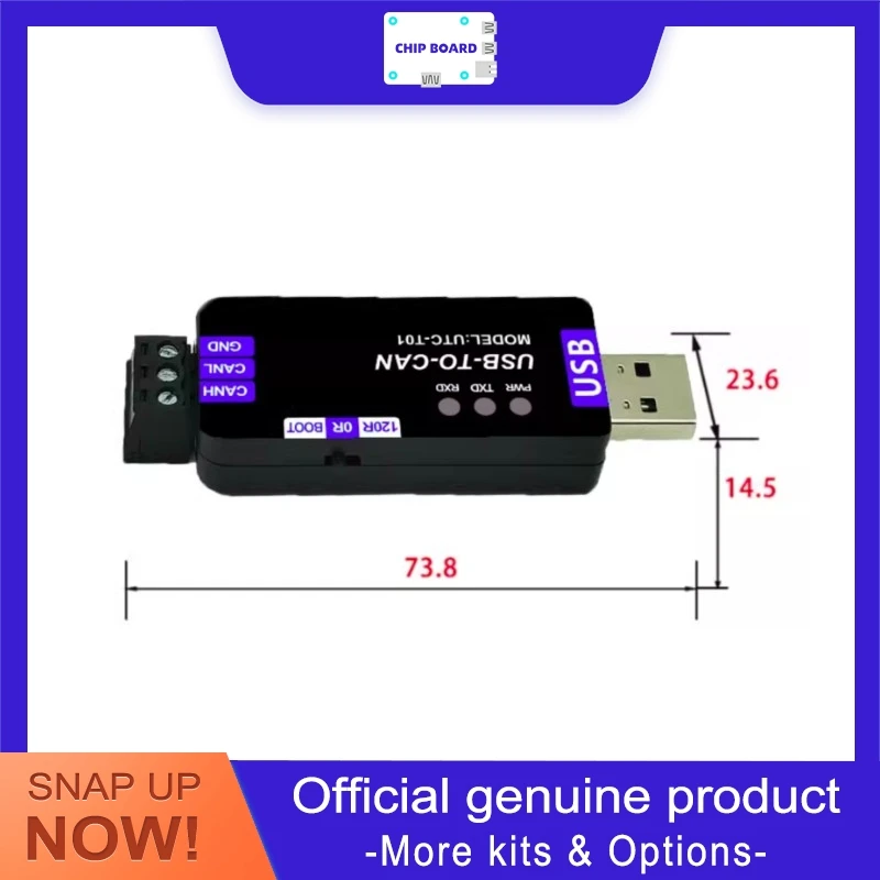 

UTC-T01 USB to CAN Industrial Adapter with STM32 Chip, PCAN CANable Compatible CAN Bus Interface 5kbps to 1Mbps