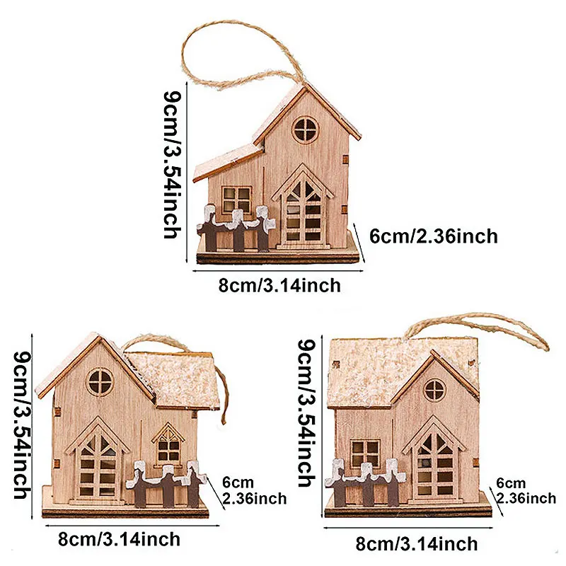 Christmas Decoration Village wooden House USB LED Light Kids Xmas Gift Lantern Garland Home Party DIY Deco New Year