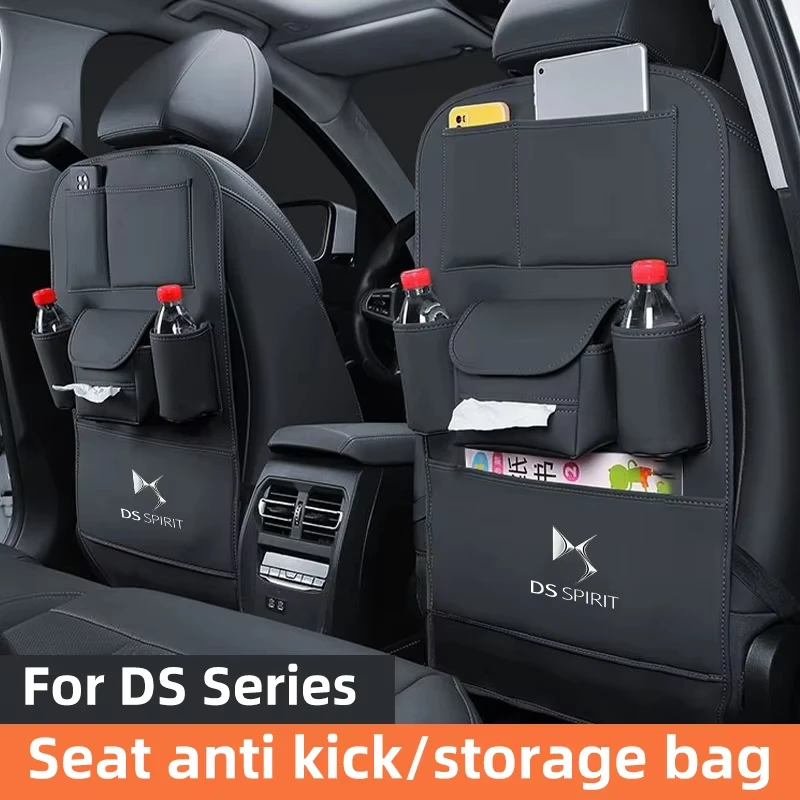 For DS SPIRIT DS3 Car Seat Anti Kick Pad Leather Seat Back Organizer Anti Scratch Protector Pads
