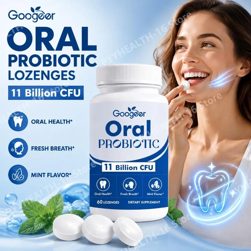 Googeer Oral Probiotic Lozenges Mint Flavor Regulates Oral Microecology Balances Flora Fresh Breath 11 Billion CFU 60 Lozenges