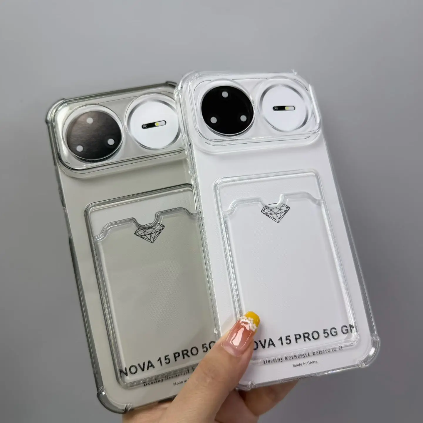 Étui transparent avec fentes pour cartes pour Huawei Nova 15Pro, coque arrière pour Huawei Nova 15Pro 5G, étui de téléphone antichoc, coque de protection