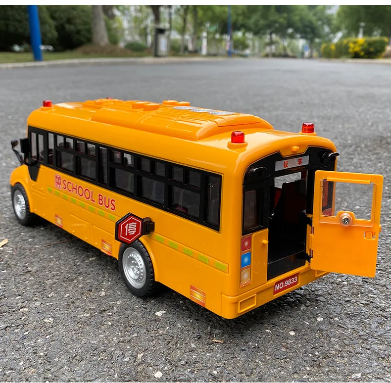 Bus scolaire de Simulation de grande taille, modèle de voiture avec éclairage sonore, véhicules moulés, jouet éducatif pour enfants