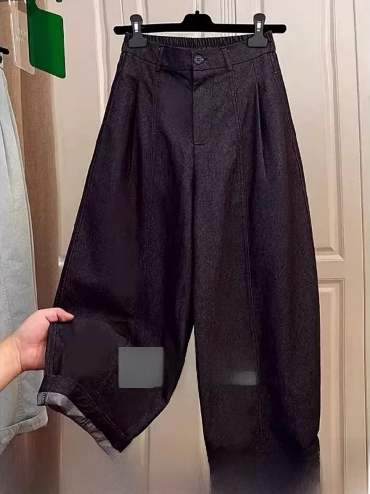 

Slimming High Waist Wide Leg Casual Pants Women's Thin Model Knife Leisure Trousers Comfortable Straight Cut Commute Style