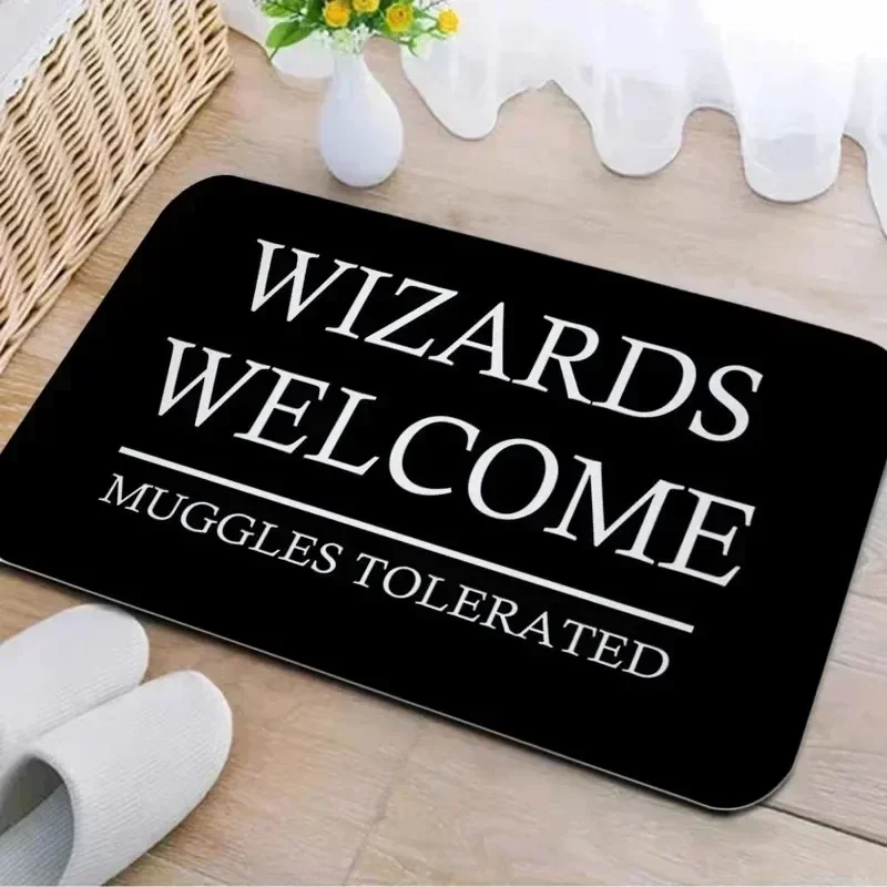 Wizards Welcome Muggles Floor Door Mat Home Halloween Room Decoration Carpets Non Slip Corridor Kitchen Washable Entrance Rugs