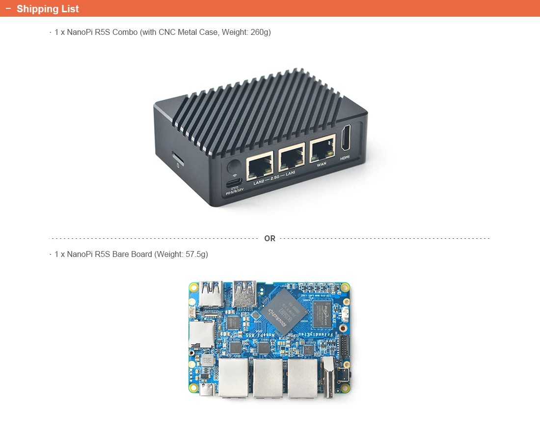 NanoPi R5S LTS Chlorer (4 Go LPDDR4X RAM/32 Go eMMC) Rockchip RK3568B2 Quad-Cortex-A55 CPU 2.0GHz,2x PCIe 2.5Gbps Ethernet,OpenWRT