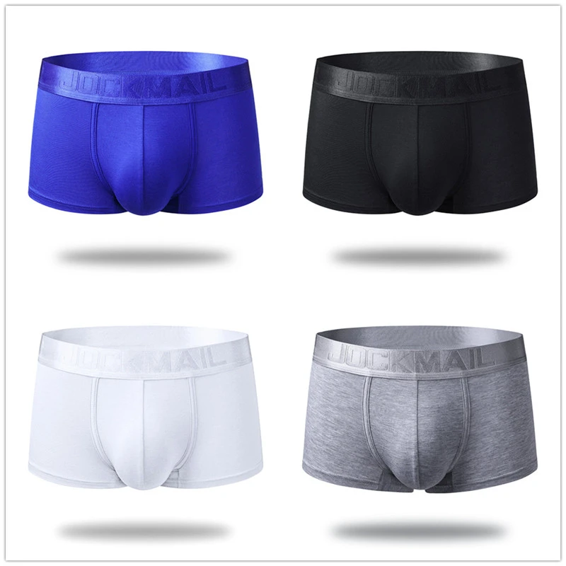 Sexy Low Waist Men\'s Underwear Solid Color Plus Size Modal Material Boxer Briefs Summer Swimming Trunks Men\'s Casual Shorts