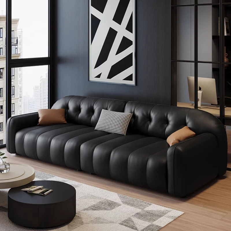 

Italian leather sofa first layer cowhide modern simple light luxury living room