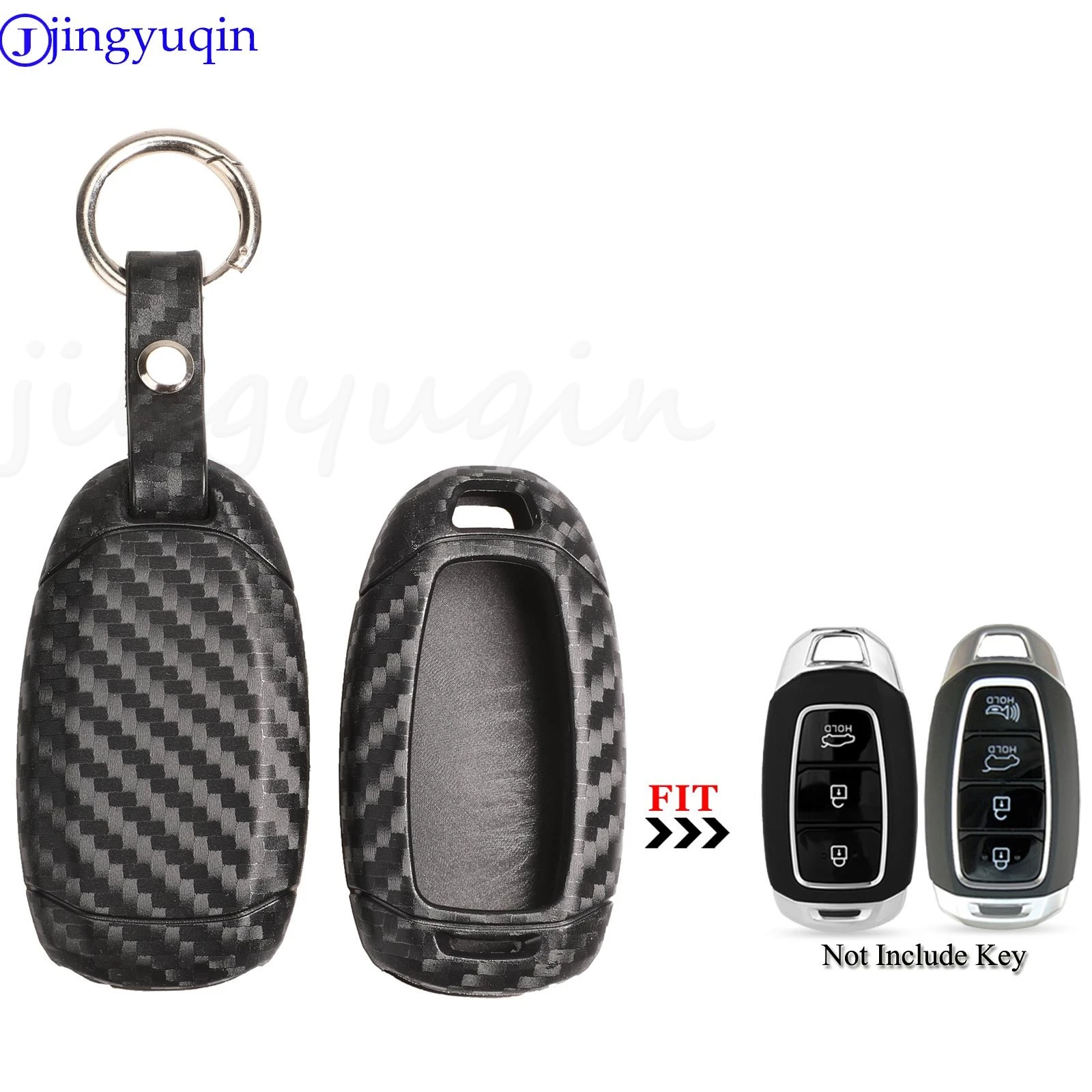 jingyuqin Carbon Fiber Car Remote Key Fob Case Cover For Hyundai i30 i35 i40 Kona Azera Elantra Solaris Grandeur Ig Accent Santa