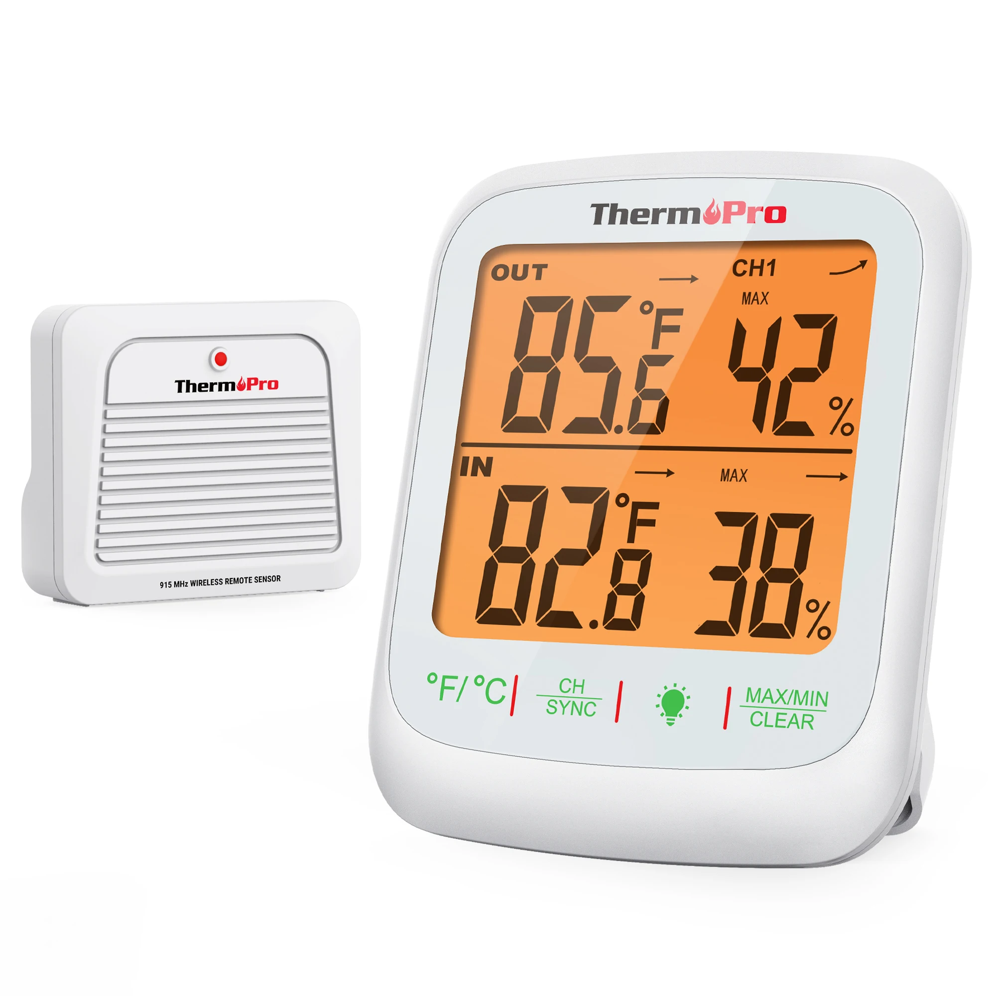 ThermoPro TP260B 300M Zdalny zasięg Bezprzewodowe podświetlenie Cyfrowy domowy monitor temperatury i wilgotności wewnętrznej na zewnątrz
