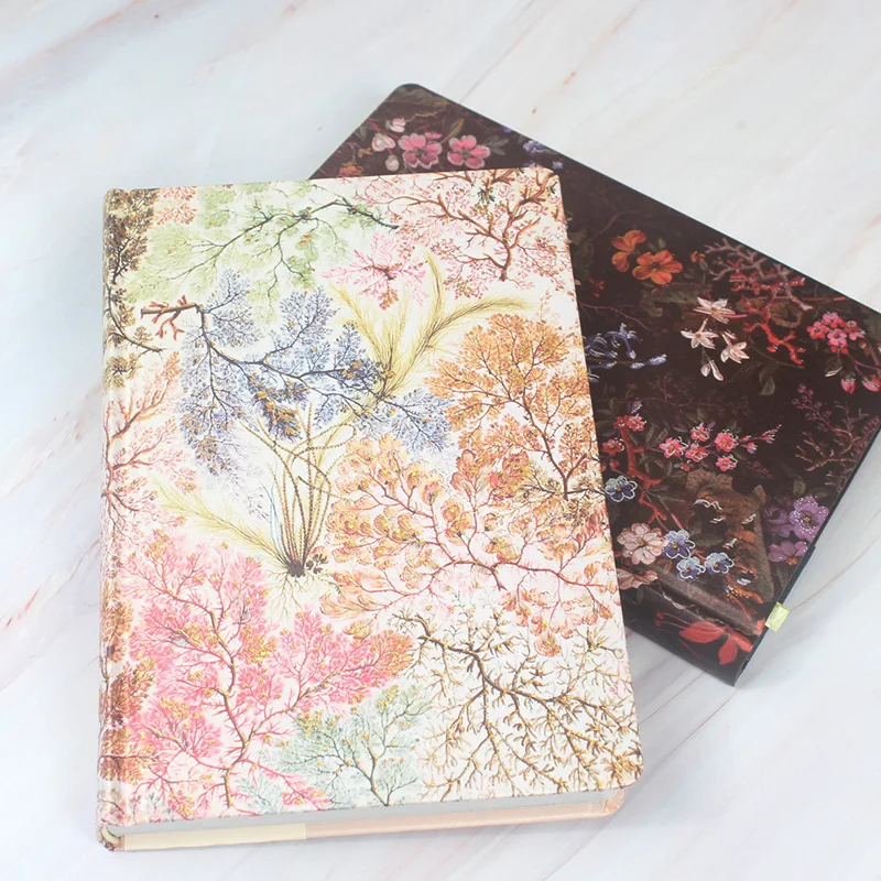 Bourne floral cover hardcover notebook vintage color horizontal line inner page with illustration diary student notepa