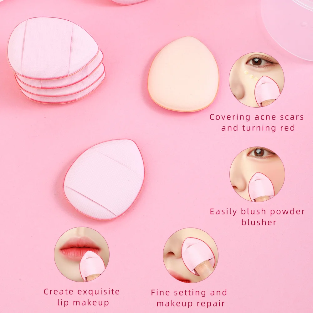 7pcs mini finger powder puff with storage box, a makeup tool for concealer and liquid foundation