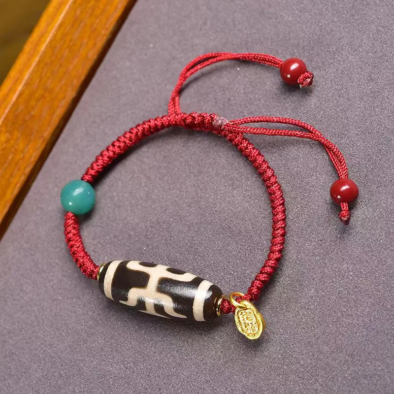 العقيق الطبيعي متعدد جوهرة حبل مضفر الأخضر تارا العظيم الطيور Dzi حبة سوار