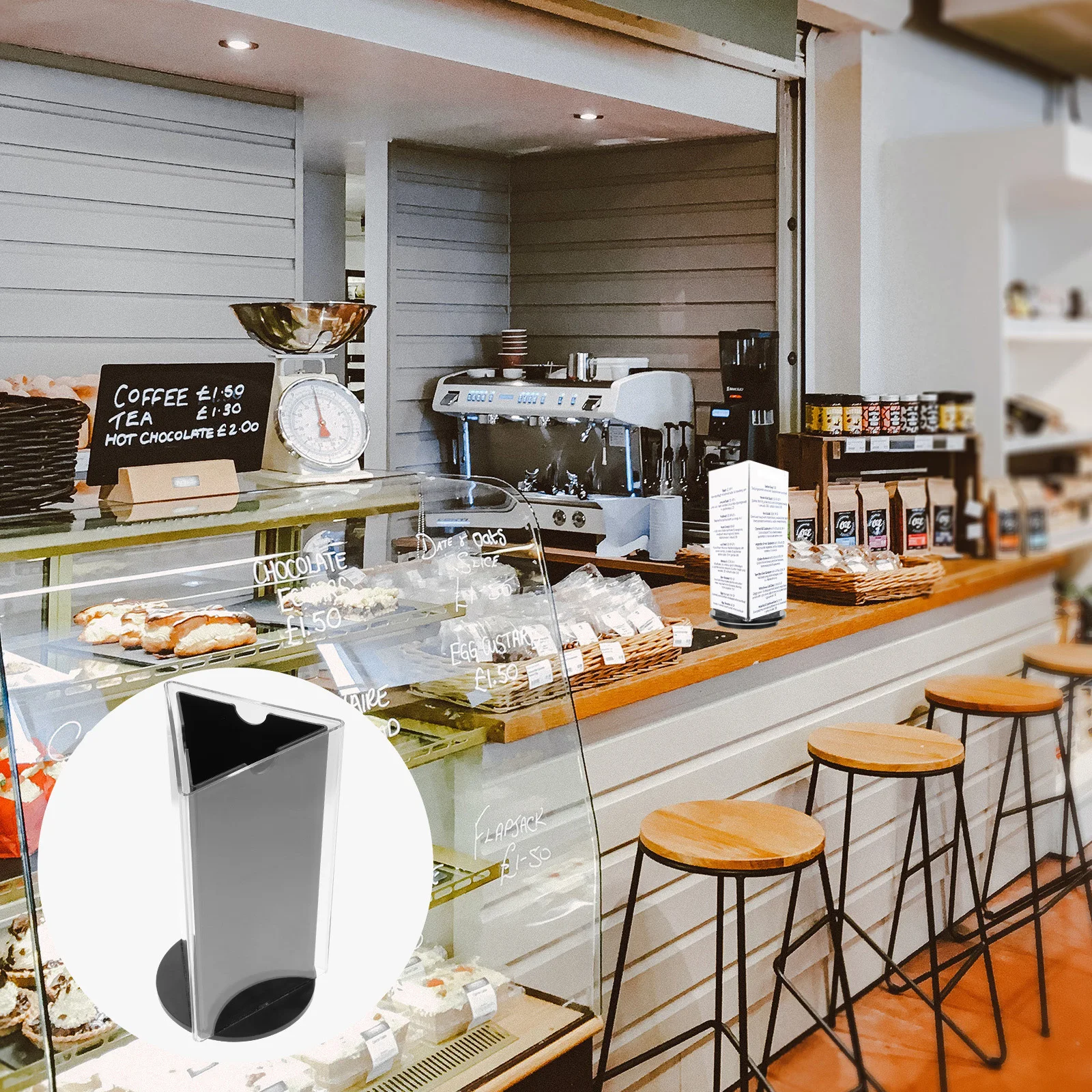 Restaurant Acrylic Sign Holder Rotating Menu Display Stand Tabletop Paper Holder for Banquet Exhibition Counter