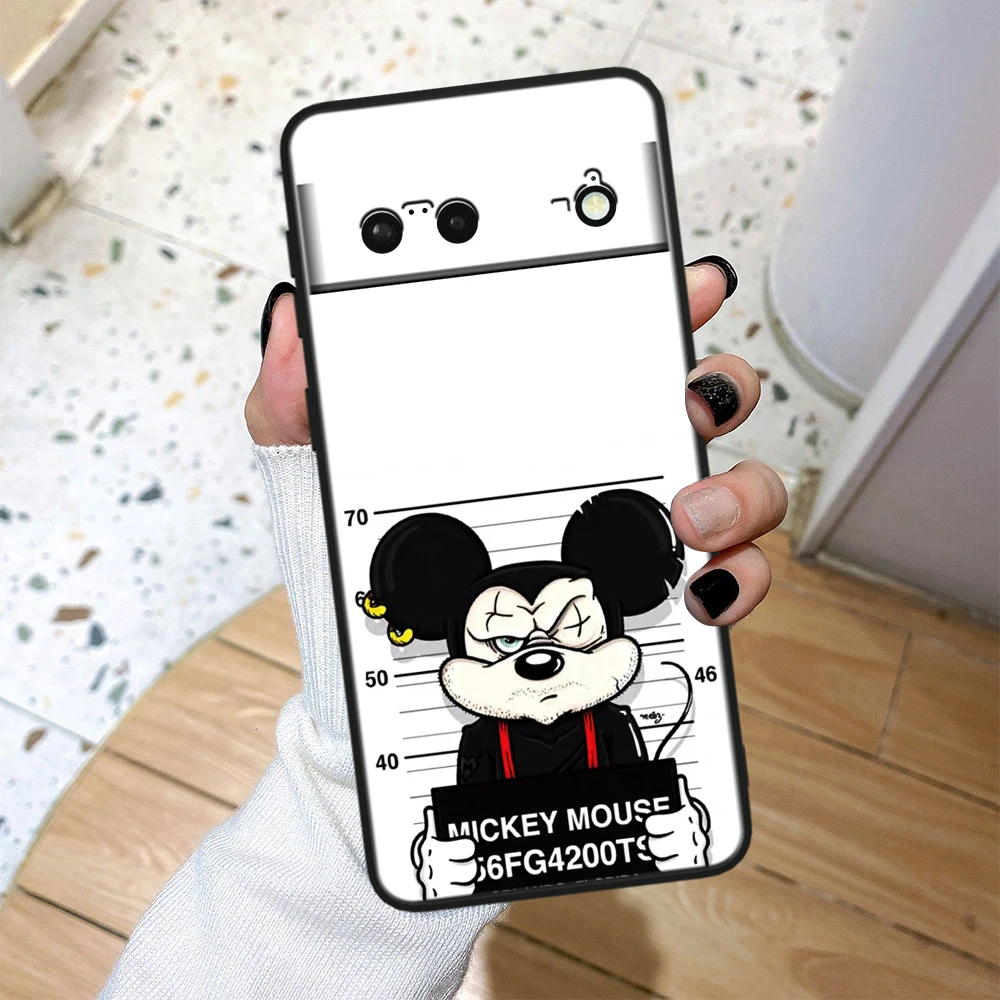 Black Phone Case for Google Pixel 8 7A 6A 5A 5 4 4A XL Pro 5G Cool Minnie And Friend Soft Funda Shell Cover