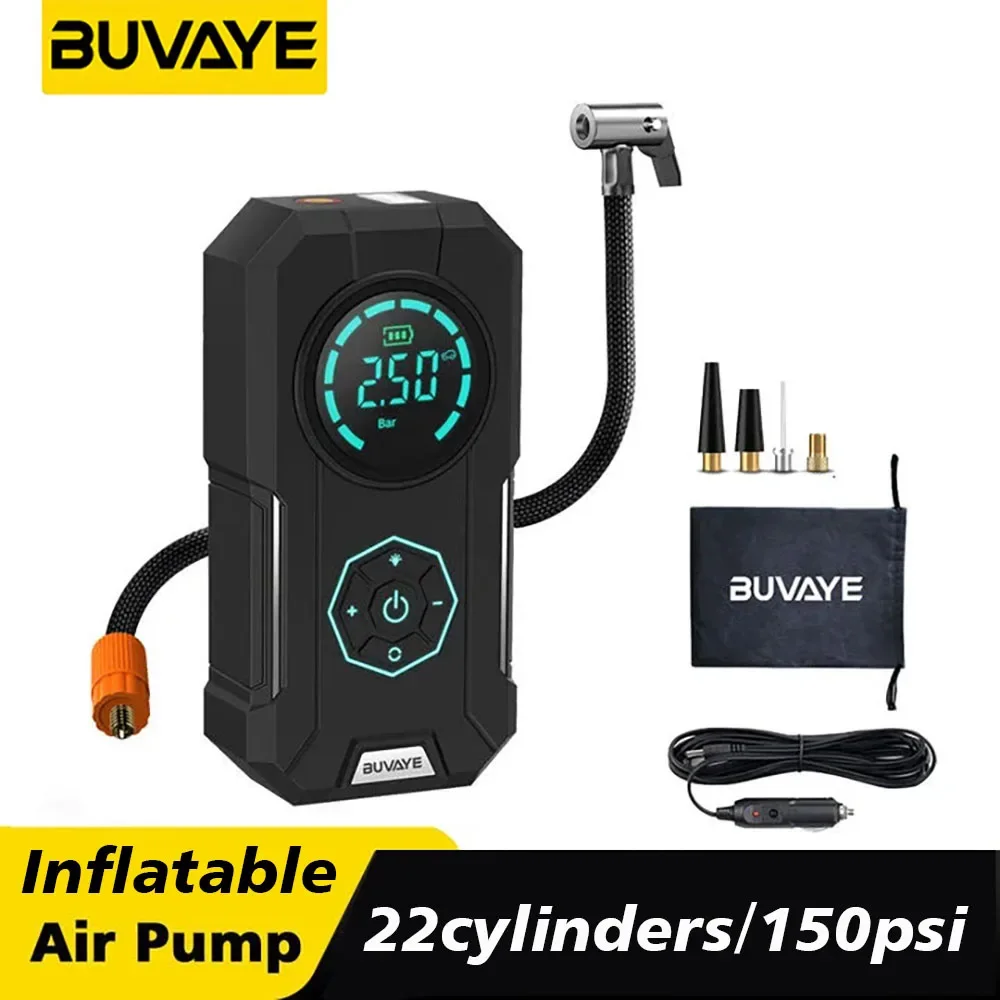 

BUVAYE Portable Car Tire Air Pump Wireless Inflatable Air Pump 150psi 22Cylinders Air Pump Suitable for Motorcycles, Balls