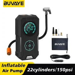 BUVAYE pompa ad aria per pneumatici per auto portatile pompa ad aria gonfiabile senza fili 150psi 22 cilindri pompa ad aria adatta per motocicli, palline