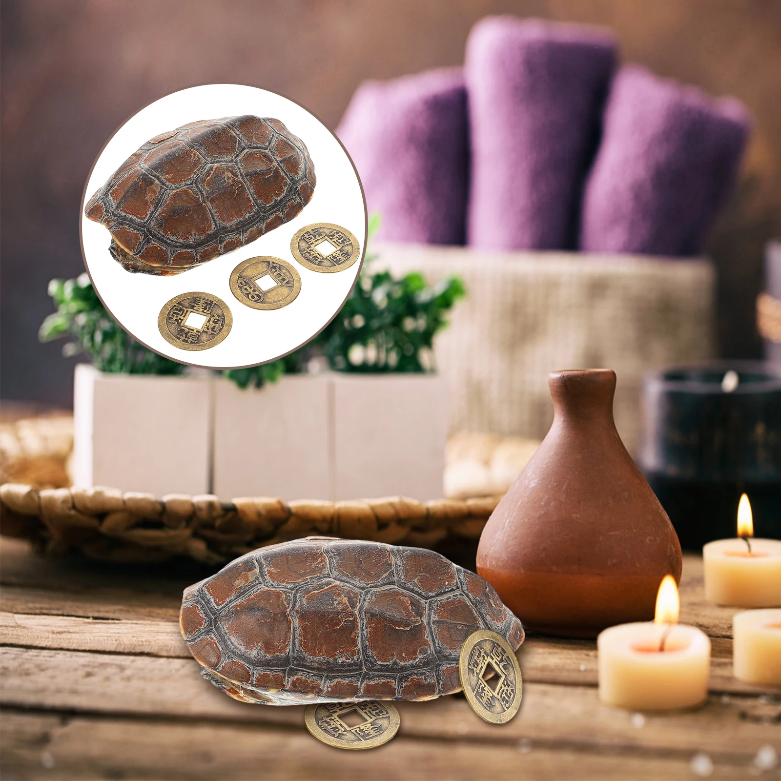 

1 Set Retro Turtle Handpiece Cultural Creation Fortune Telling Prop Shell Ornament For Home Office Decor Living Room Decorative
