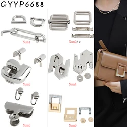 1-5-20Sets Silver Metal Magnetic Locks For Handbags Shoulder Purse Turn Twist Lock Rectangle Belt Buckles DIY Bags Accessories