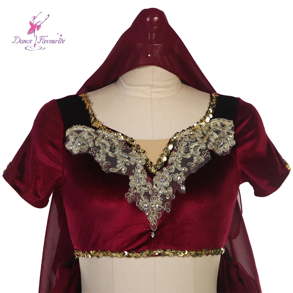 Burgundy Velvet and Chiffion Ballet Costumes, Group dance Arabian Dance Costume 25048