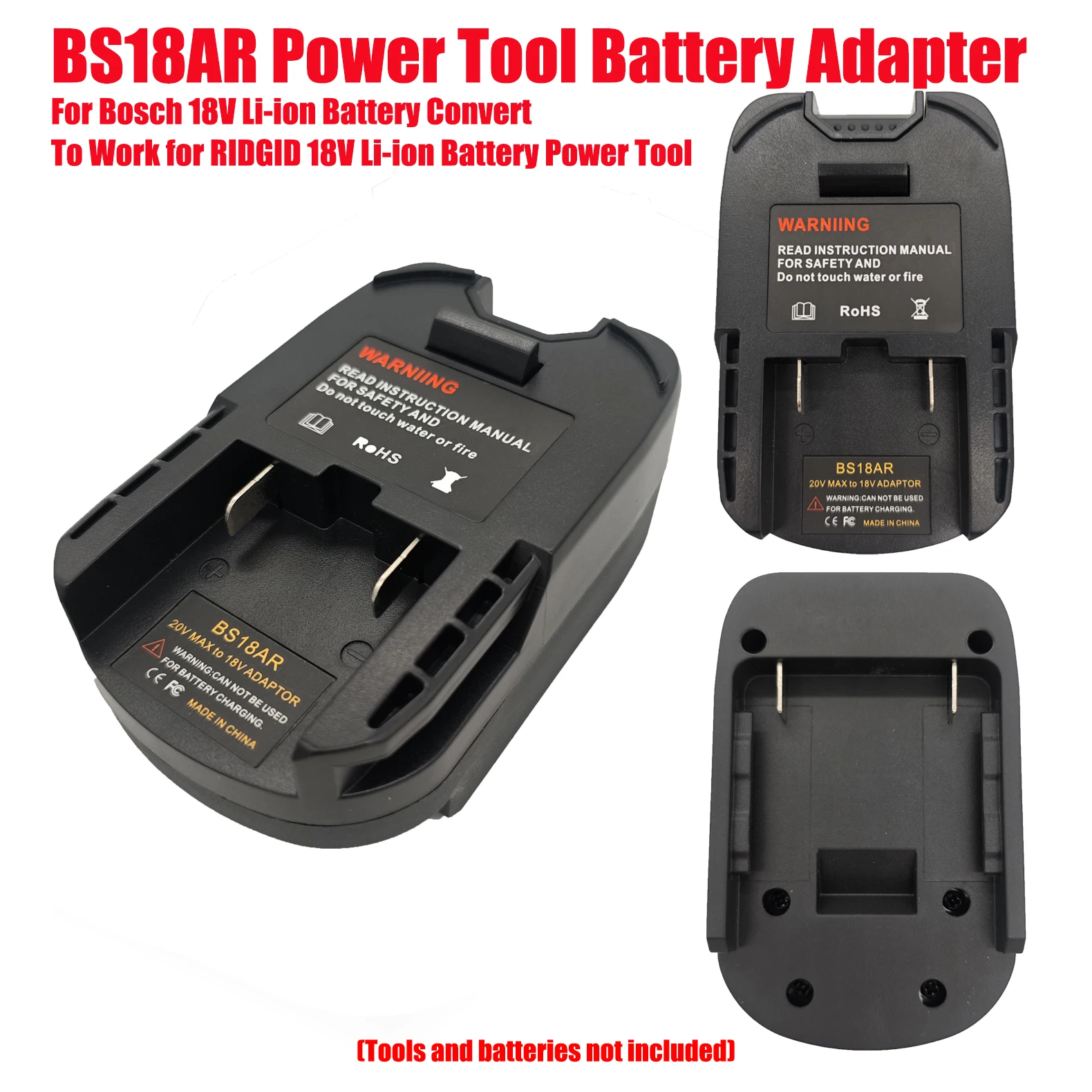 

HAKSINKY BS18AR Power Tool Battery Adapter for Bosch 18V Li-ion Battery Convert To Work for RIDGID 18V Li-ion Battery Power Tool