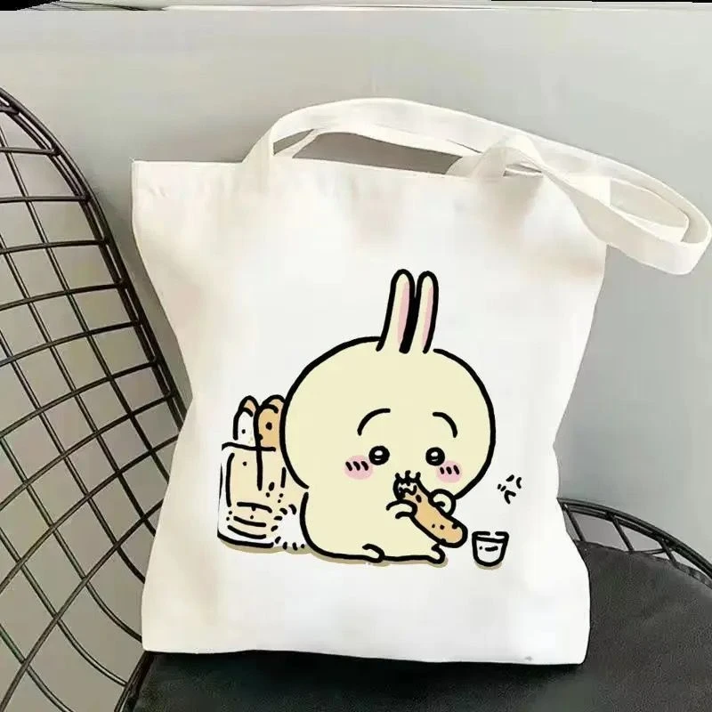 حقيبة يد نسائية من Kawaii Chiikawa، حقيبة تسوق كاجوال ذات سعة كبيرة، صديقة للبيئة، حقيبة كتف قماشية عصرية قابلة لإعادة الاستخدام، هدية