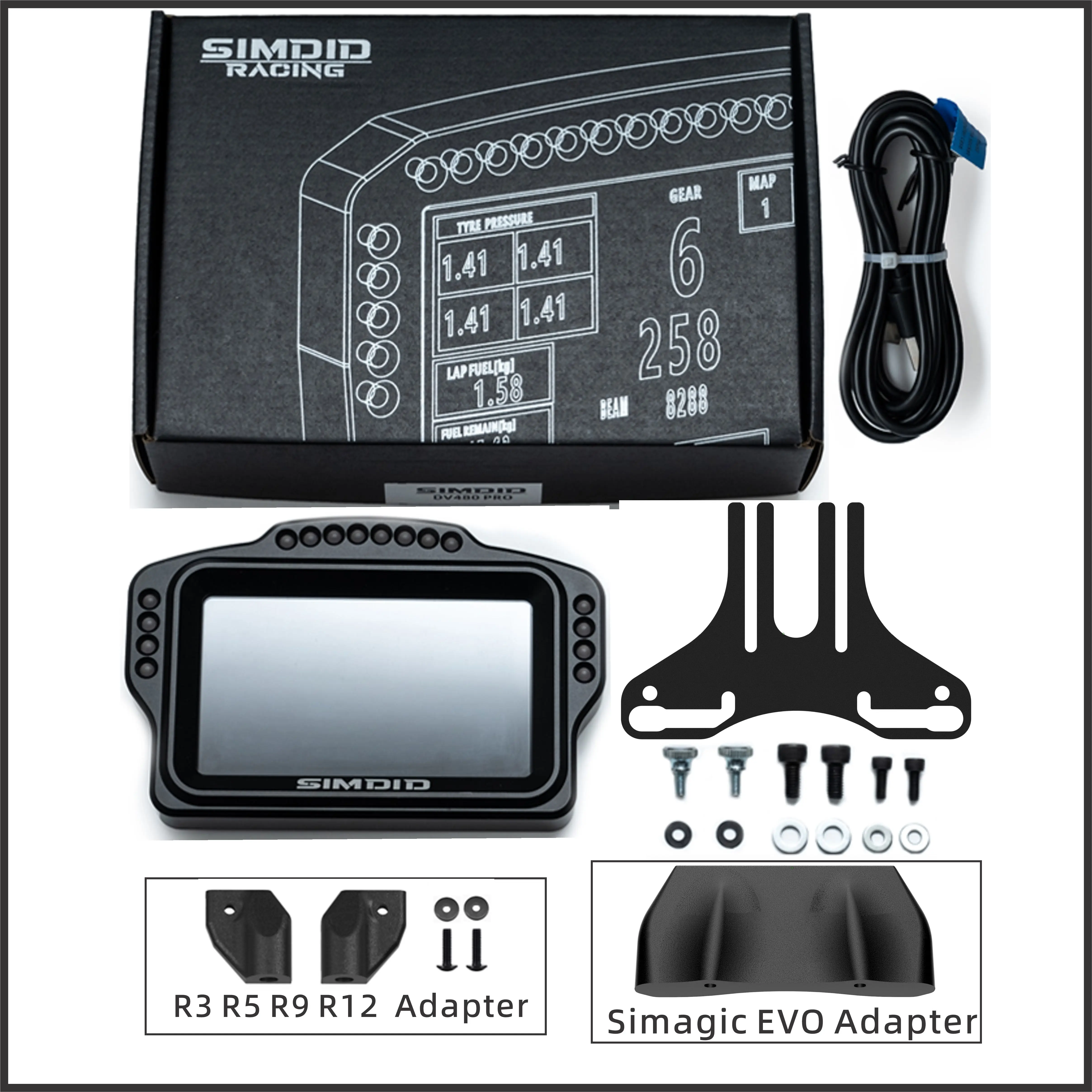 Simdid DV480 PRO Dashboard Sim Racing Dash Display with 5