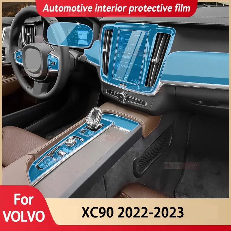 For VOLVO XC90 2021-2023 Car Interior Center Console Transparent TPU Protective Film Anti-scratch Repair Film Accessories Refit