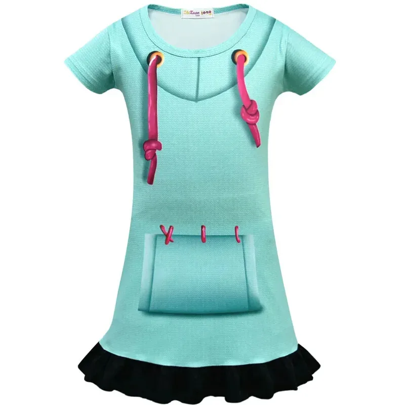 HAni 2025 Girls Wreck-It Ralph 2 Clothes Vanellope Von Schweetz Vocaloid Cosplay Halloween Costume Kids Dress Pants Sets Cl ☆★ww view 3