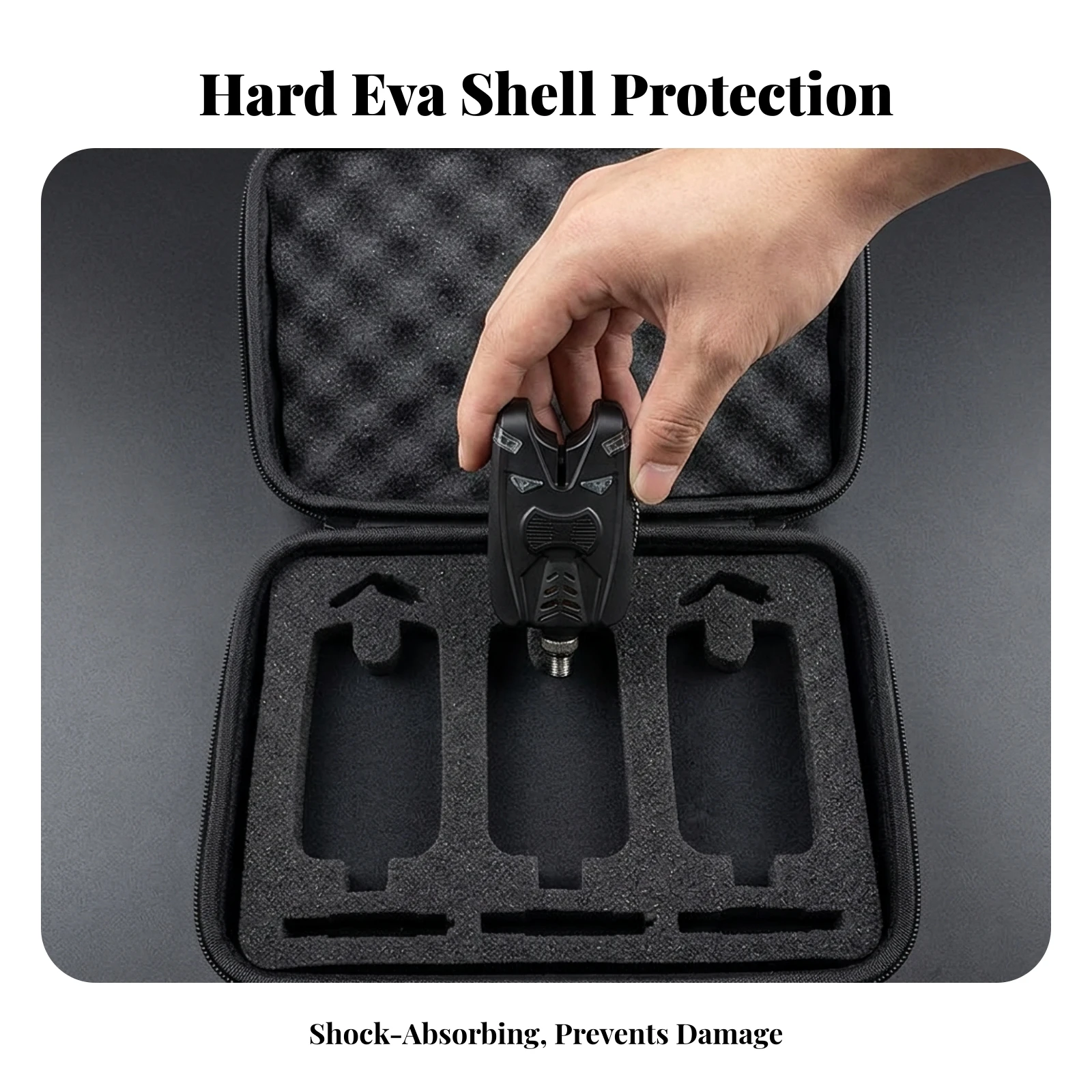 Fishing Alarm Case Compact Hard Case with Foam Zippered Storage Pouch Lightweight Customizable for Anglers