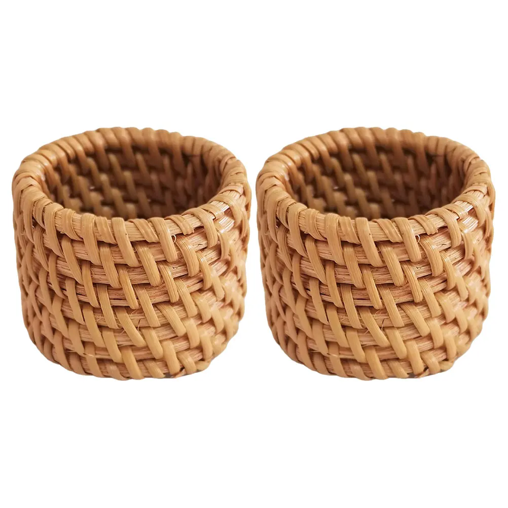 

2pcs Napkin Ring Rattan Decorative Reusable Serviette Buckle Party Hotel Supplies Tablecloth Accessories Elegant Durability