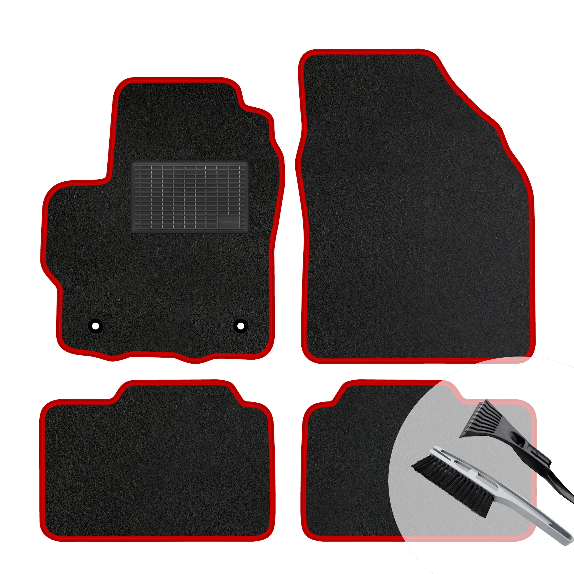 Veloursmatten set met rode rand voor Toyota Auris II vanaf 2013